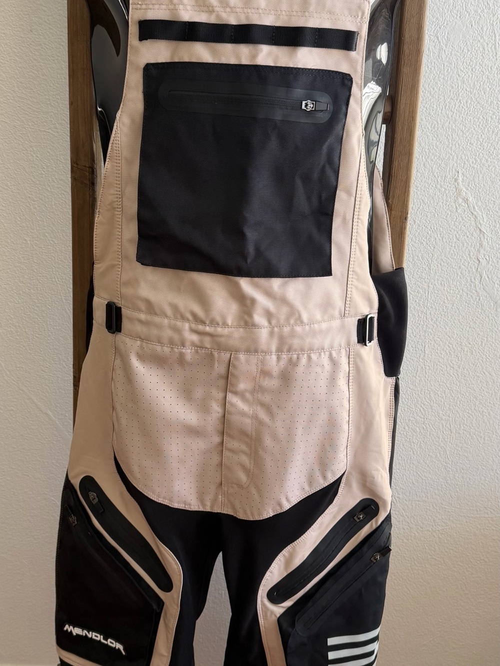 MendLor Two-Tone Beige and Black motorcycle Overalls